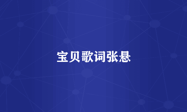 宝贝歌词张悬