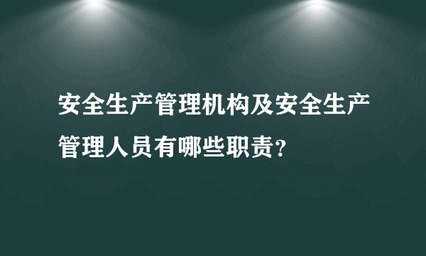 安全生产管理机构及安全生产管理人员有哪些职责？