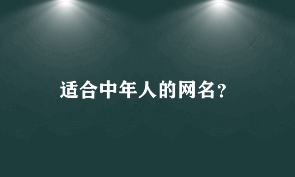 适合中年人的网名？