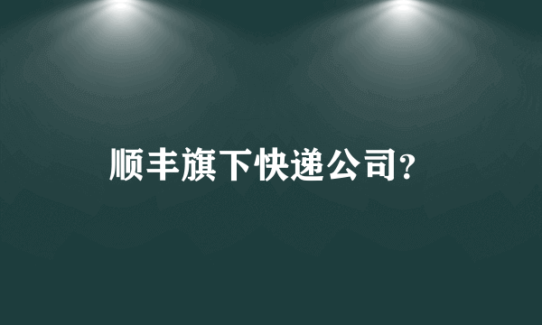 顺丰旗下快递公司？