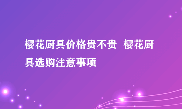 樱花厨具价格贵不贵  樱花厨具选购注意事项