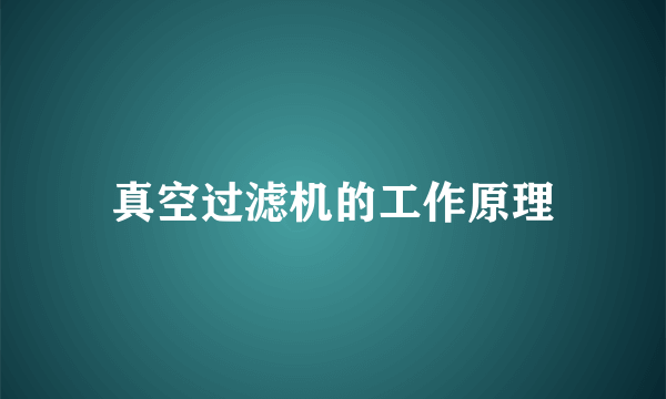 真空过滤机的工作原理
