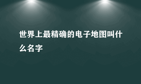 世界上最精确的电子地图叫什么名字