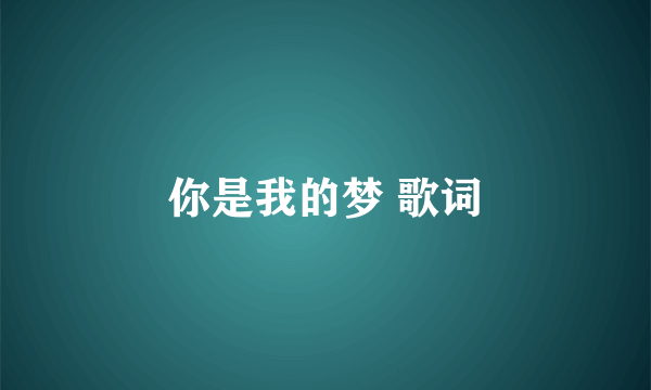你是我的梦 歌词