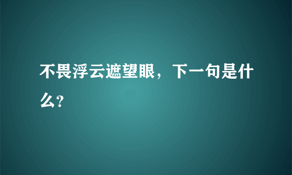 不畏浮云遮望眼，下一句是什么？