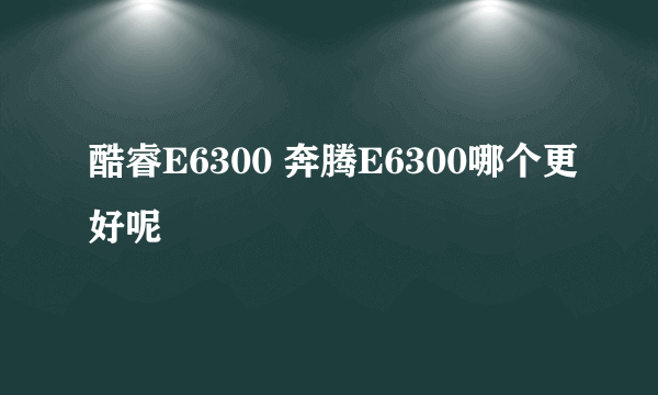 酷睿E6300 奔腾E6300哪个更好呢
