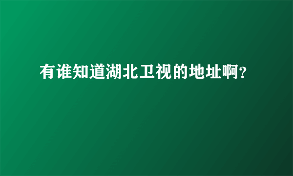 有谁知道湖北卫视的地址啊？