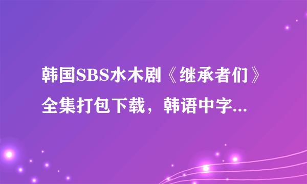 韩国SBS水木剧《继承者们》全集打包下载，韩语中字，MP4格式