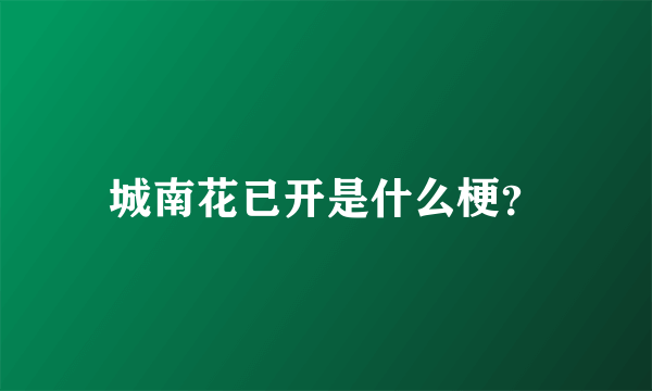 城南花已开是什么梗？