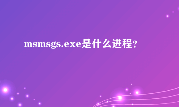 msmsgs.exe是什么进程？