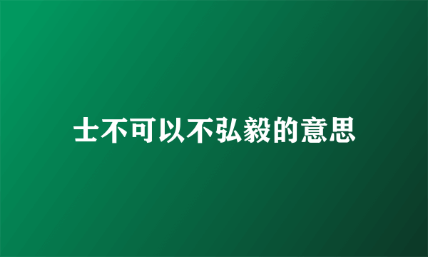 士不可以不弘毅的意思