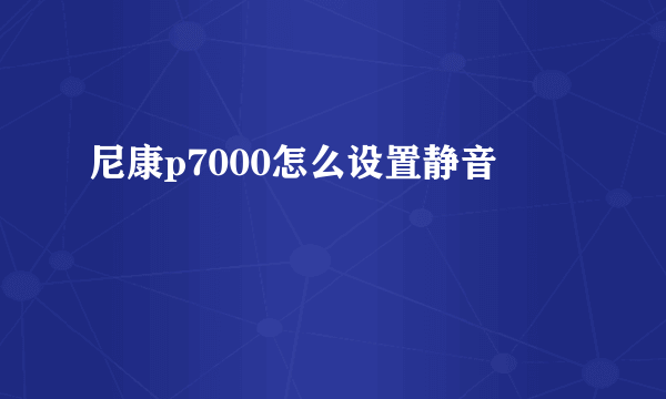 尼康p7000怎么设置静音