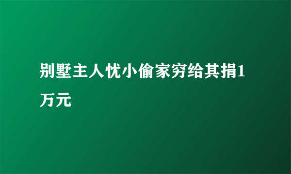别墅主人忧小偷家穷给其捐1万元