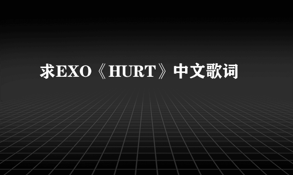 求EXO《HURT》中文歌词