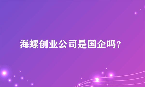 海螺创业公司是国企吗？