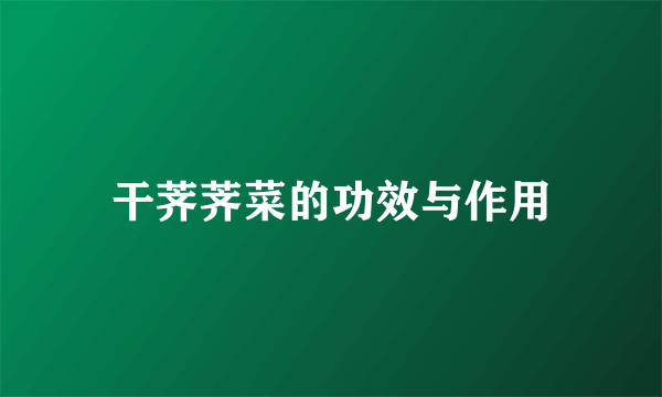 干荠荠菜的功效与作用