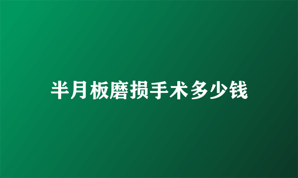 半月板磨损手术多少钱