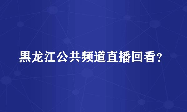 黑龙江公共频道直播回看？