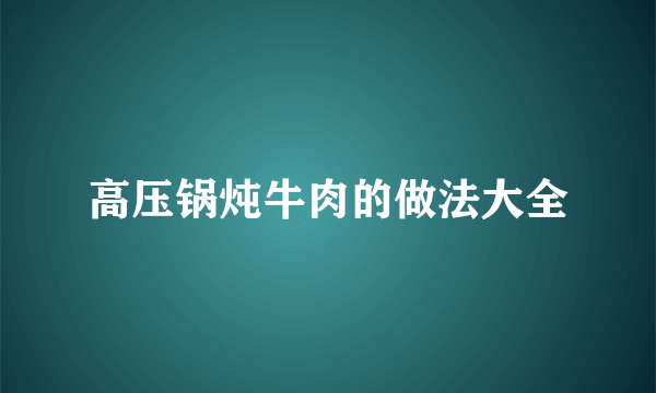 高压锅炖牛肉的做法大全