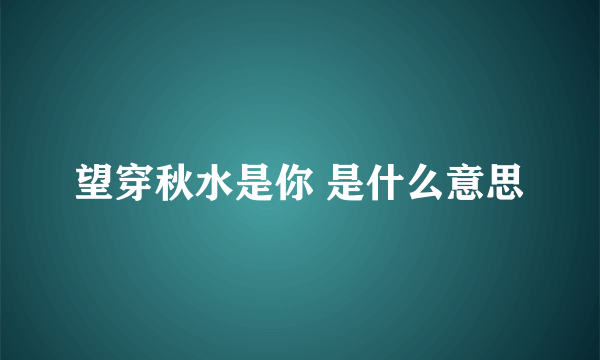 望穿秋水是你 是什么意思