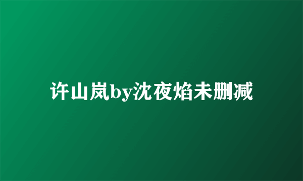许山岚by沈夜焰未删减