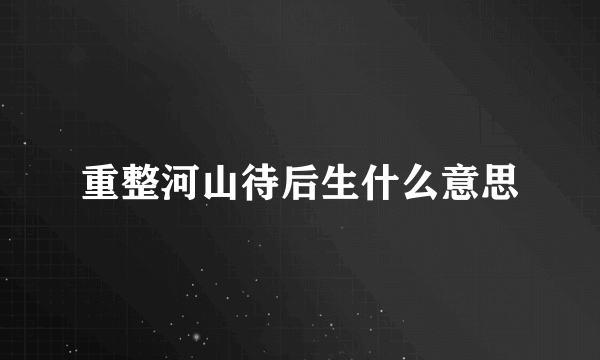 重整河山待后生什么意思