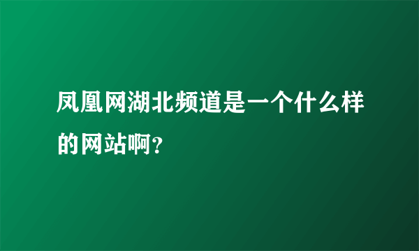 凤凰网湖北频道是一个什么样的网站啊？