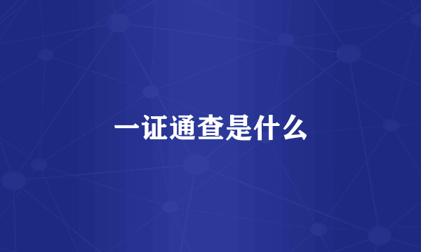 一证通查是什么