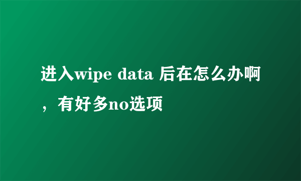 进入wipe data 后在怎么办啊，有好多no选项