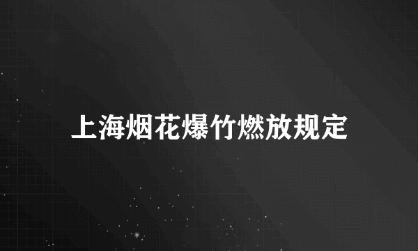 上海烟花爆竹燃放规定