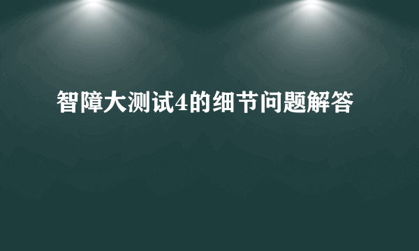 智障大测试4的细节问题解答