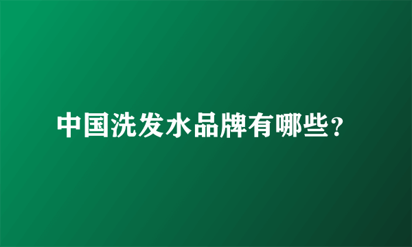 中国洗发水品牌有哪些？