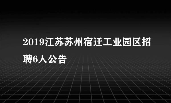 2019江苏苏州宿迁工业园区招聘6人公告