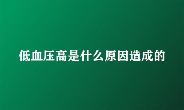 低血压高是什么原因造成的