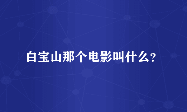 白宝山那个电影叫什么？