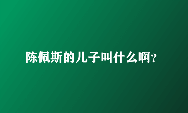 陈佩斯的儿子叫什么啊？