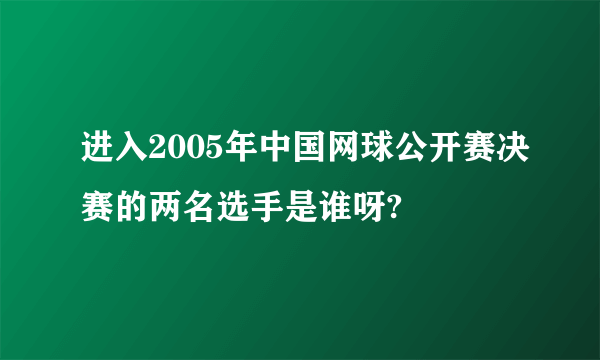 进入2005年中国网球公开赛决赛的两名选手是谁呀?