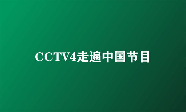 CCTV4走遍中国节目