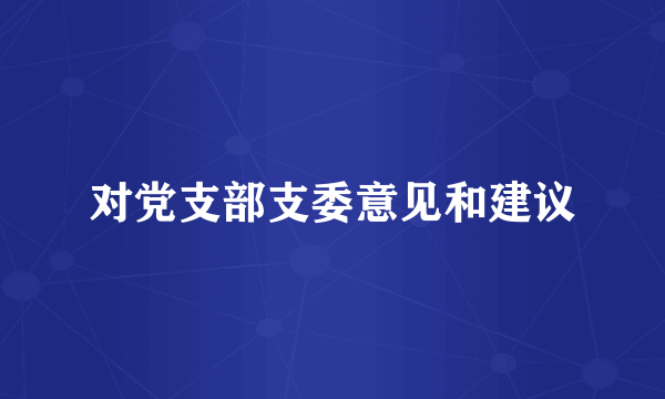 对党支部支委意见和建议