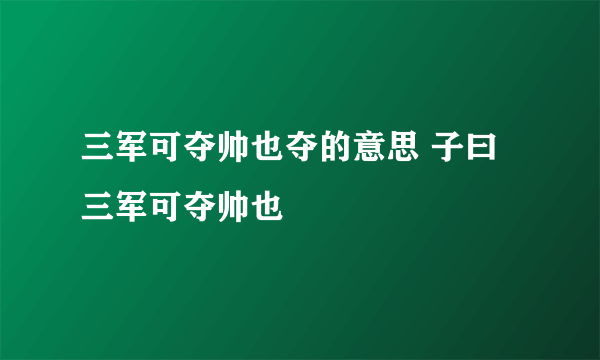 三军可夺帅也夺的意思 子曰三军可夺帅也