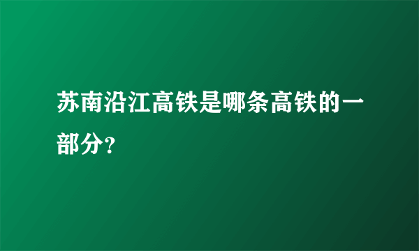 苏南沿江高铁是哪条高铁的一部分？