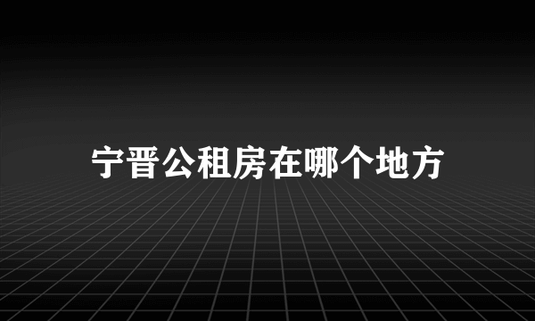宁晋公租房在哪个地方