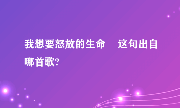 我想要怒放的生命    这句出自哪首歌?