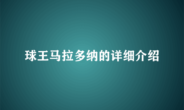 球王马拉多纳的详细介绍