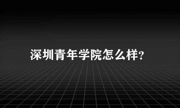 深圳青年学院怎么样？