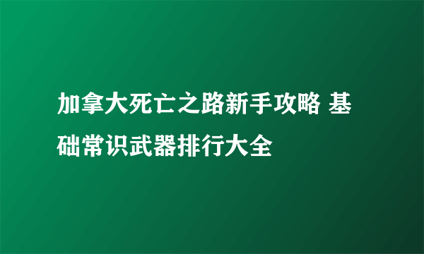 加拿大死亡之路新手攻略 基础常识武器排行大全