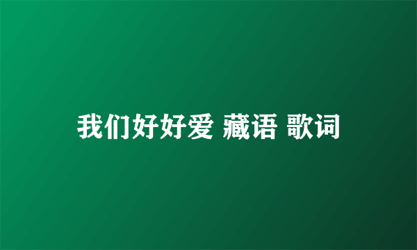 我们好好爱 藏语 歌词