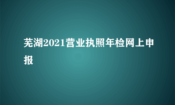 芜湖2021营业执照年检网上申报