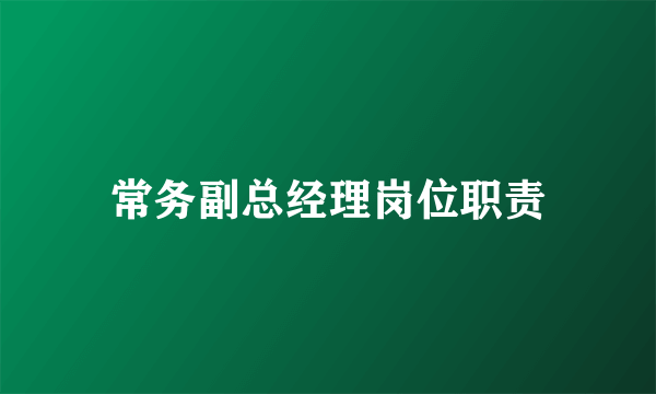 常务副总经理岗位职责