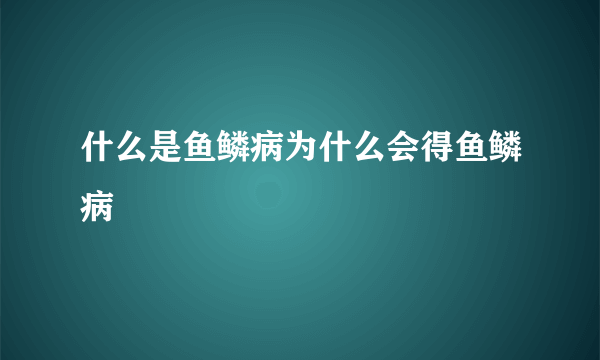 什么是鱼鳞病为什么会得鱼鳞病